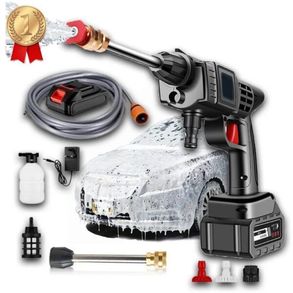 Pistolet de Lavage Haute Pression Rechargeable – Puissant, Portable, Polyvalent pour Voiture, terrasse et jardin.