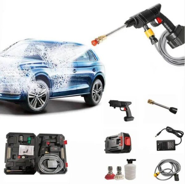 Pistolet de Lavage Haute Pression Rechargeable – Puissant, Portable, Polyvalent pour Voiture, terrasse et jardin.